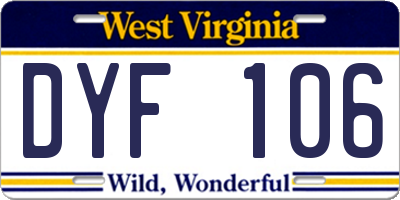 WV license plate DYF106