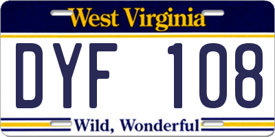 WV license plate DYF108