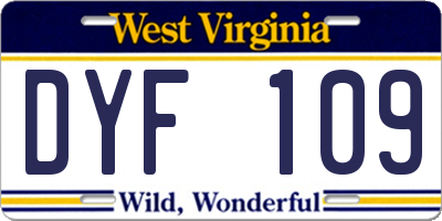 WV license plate DYF109
