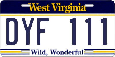 WV license plate DYF111