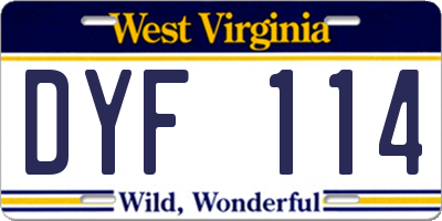 WV license plate DYF114