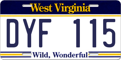 WV license plate DYF115