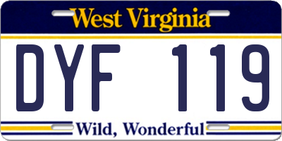 WV license plate DYF119