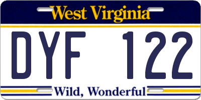 WV license plate DYF122