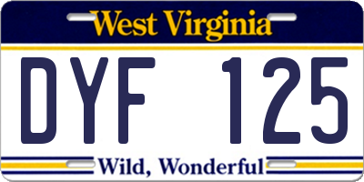 WV license plate DYF125