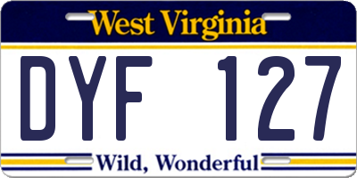 WV license plate DYF127