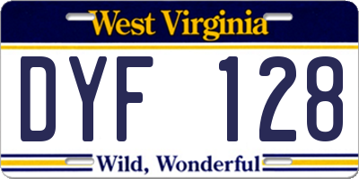 WV license plate DYF128