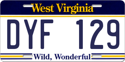 WV license plate DYF129