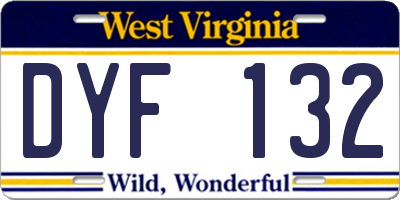 WV license plate DYF132
