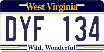 WV license plate DYF134