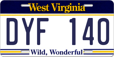 WV license plate DYF140