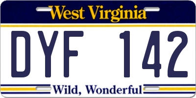 WV license plate DYF142