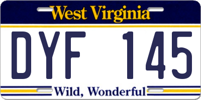 WV license plate DYF145