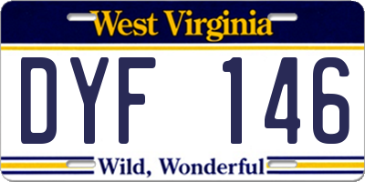 WV license plate DYF146