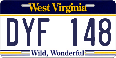 WV license plate DYF148