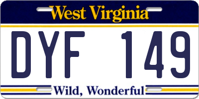 WV license plate DYF149