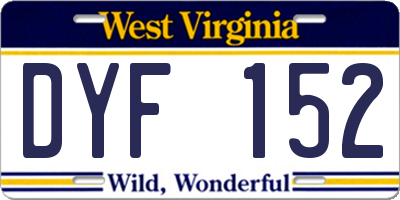 WV license plate DYF152