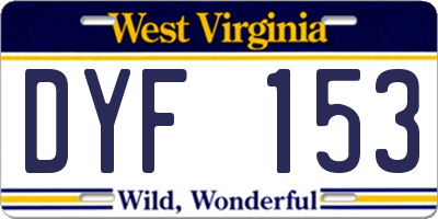 WV license plate DYF153