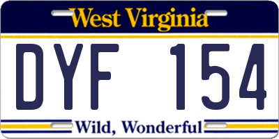 WV license plate DYF154