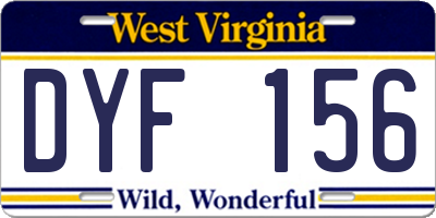 WV license plate DYF156