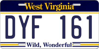 WV license plate DYF161
