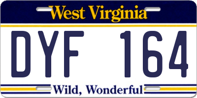 WV license plate DYF164
