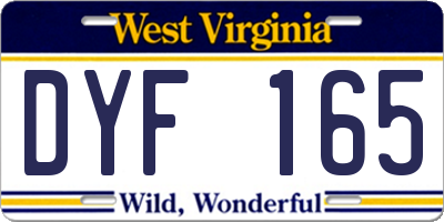WV license plate DYF165