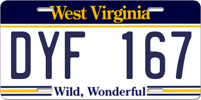 WV license plate DYF167
