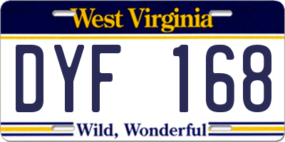 WV license plate DYF168