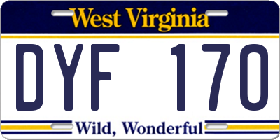 WV license plate DYF170