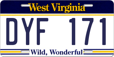 WV license plate DYF171