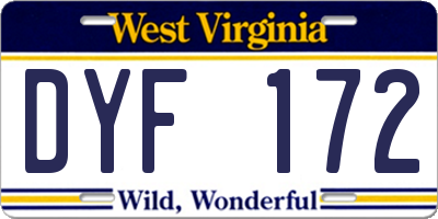 WV license plate DYF172