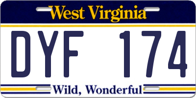 WV license plate DYF174