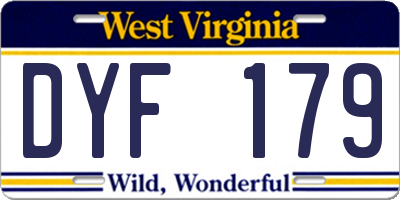 WV license plate DYF179