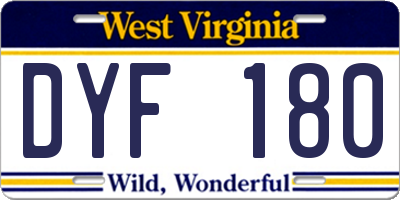 WV license plate DYF180