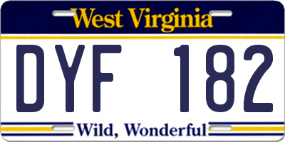 WV license plate DYF182