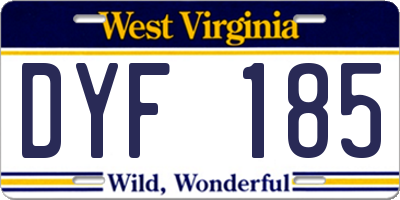 WV license plate DYF185