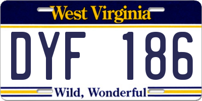 WV license plate DYF186