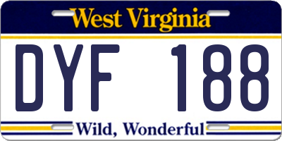 WV license plate DYF188