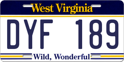 WV license plate DYF189