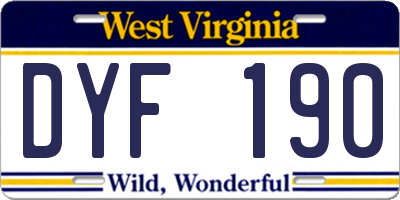 WV license plate DYF190
