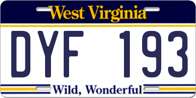 WV license plate DYF193