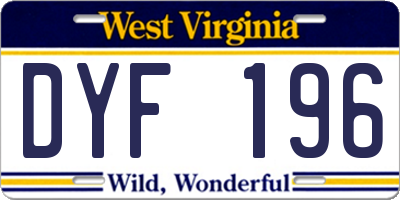WV license plate DYF196
