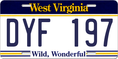 WV license plate DYF197