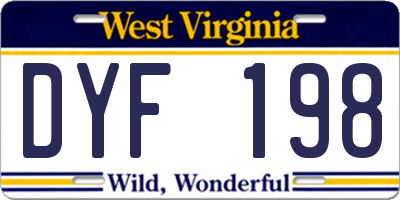 WV license plate DYF198