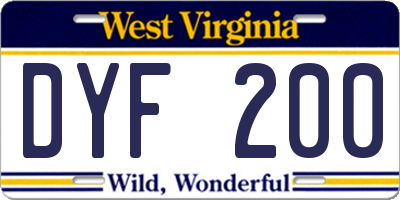 WV license plate DYF200