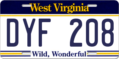 WV license plate DYF208
