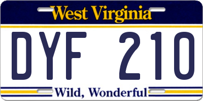 WV license plate DYF210