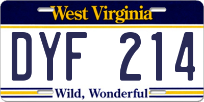 WV license plate DYF214