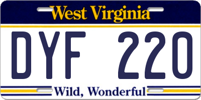WV license plate DYF220